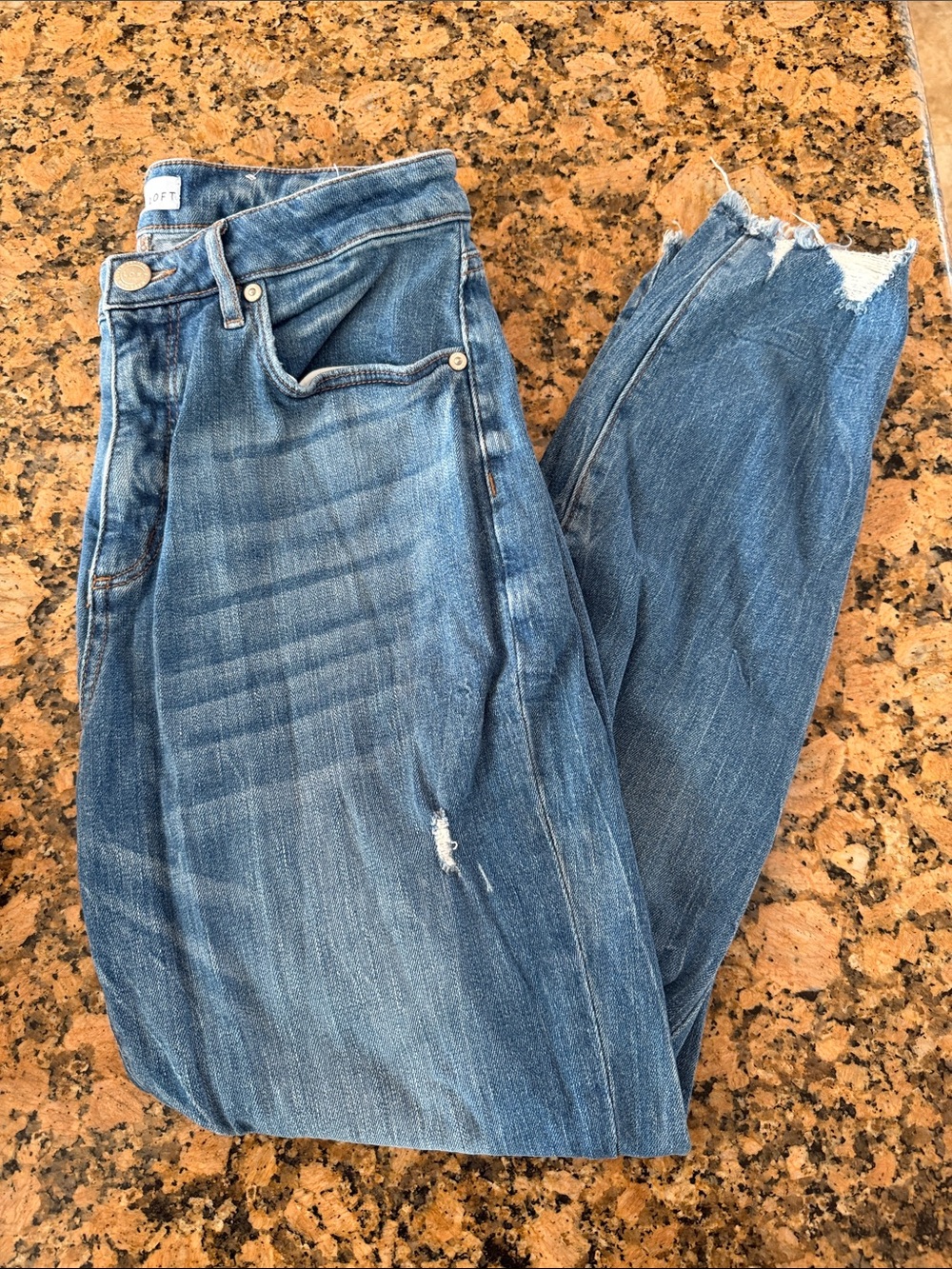 LOFT Blue Distressed Boyfriend Jeans